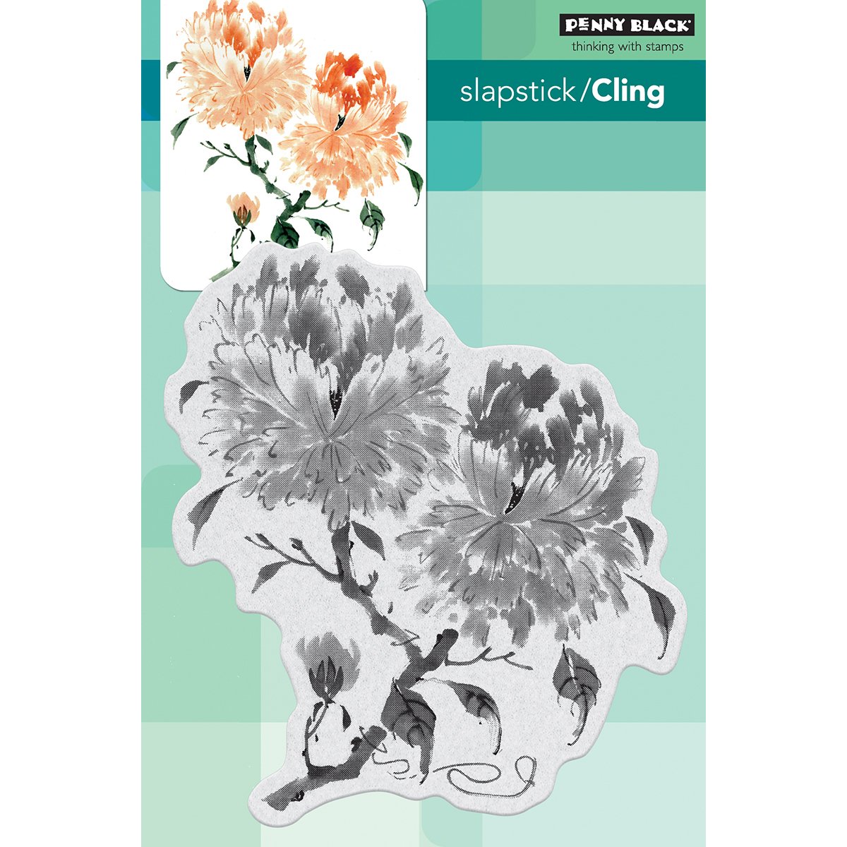 Penny Black Black Penny Cling Stamps 5"X7"-Peony