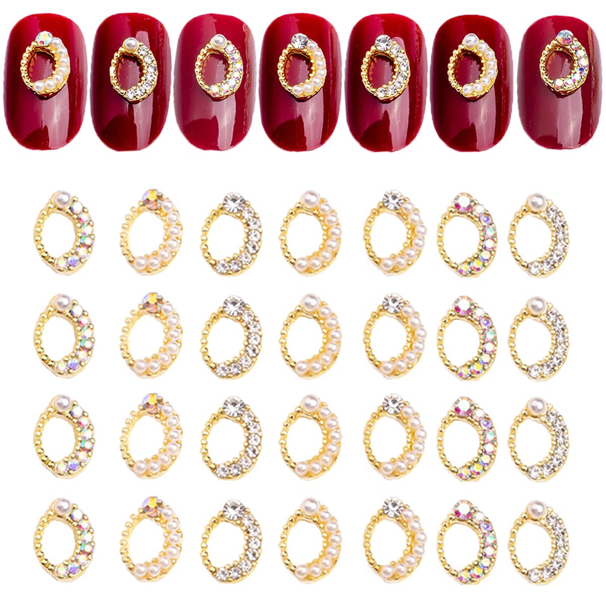Photo 1 of 4 **STYLE, COLOR, AND DESIGN MAY BE DIFFERENT FROM PHOTO**
LIFOOST 28pcs Crystal Nail Charms Diamond Nail Rhinestones Pearls Gems Decals Alloy Nail Gems Decorations for Women Girls DIY Nail Designs