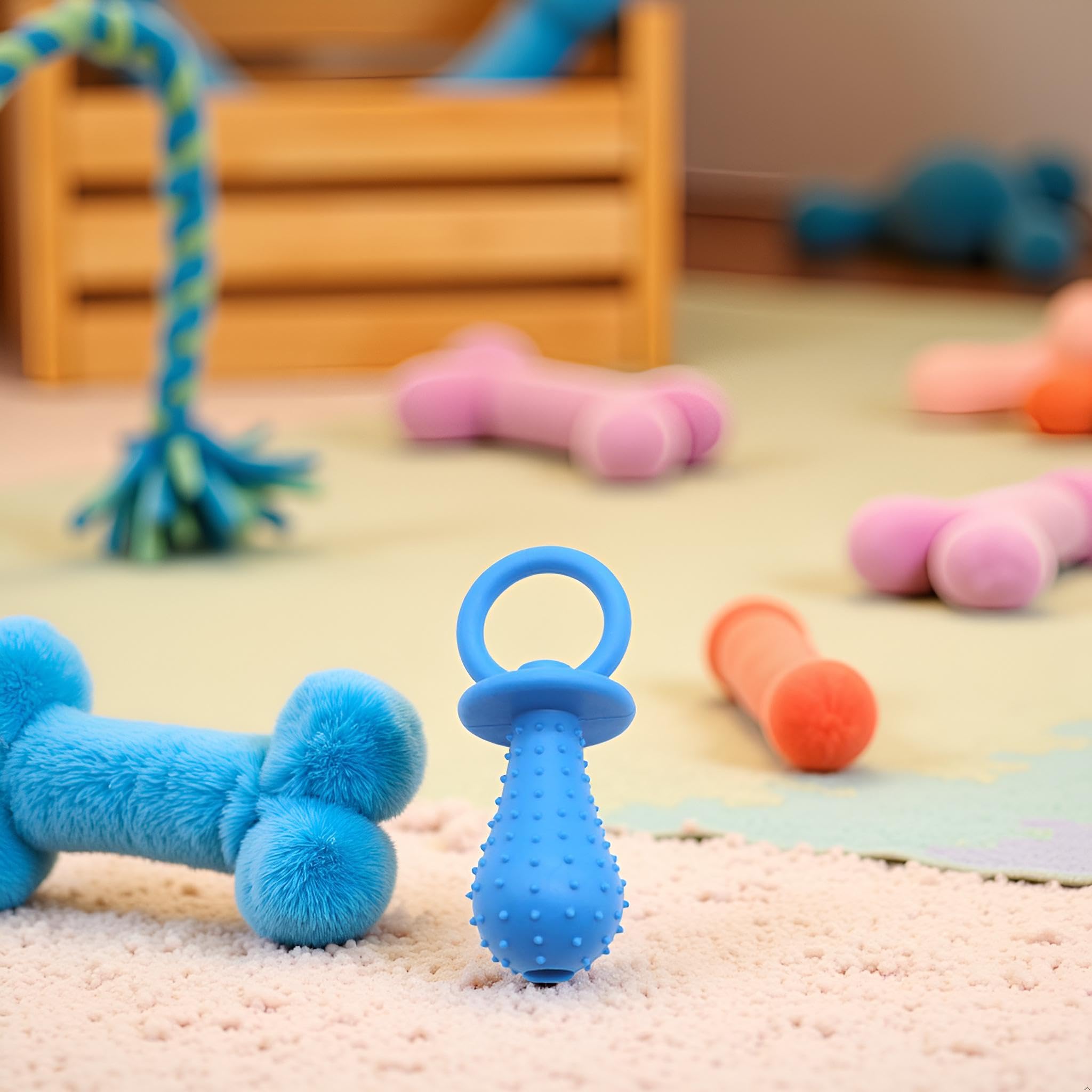 Chupete azul para perro, juguetes para masticar, mini chupete de goma resistente a las mordeduras, juguete de entrenamiento para masticar molar, juguetes de entrenamiento para mascotas, cachorros,