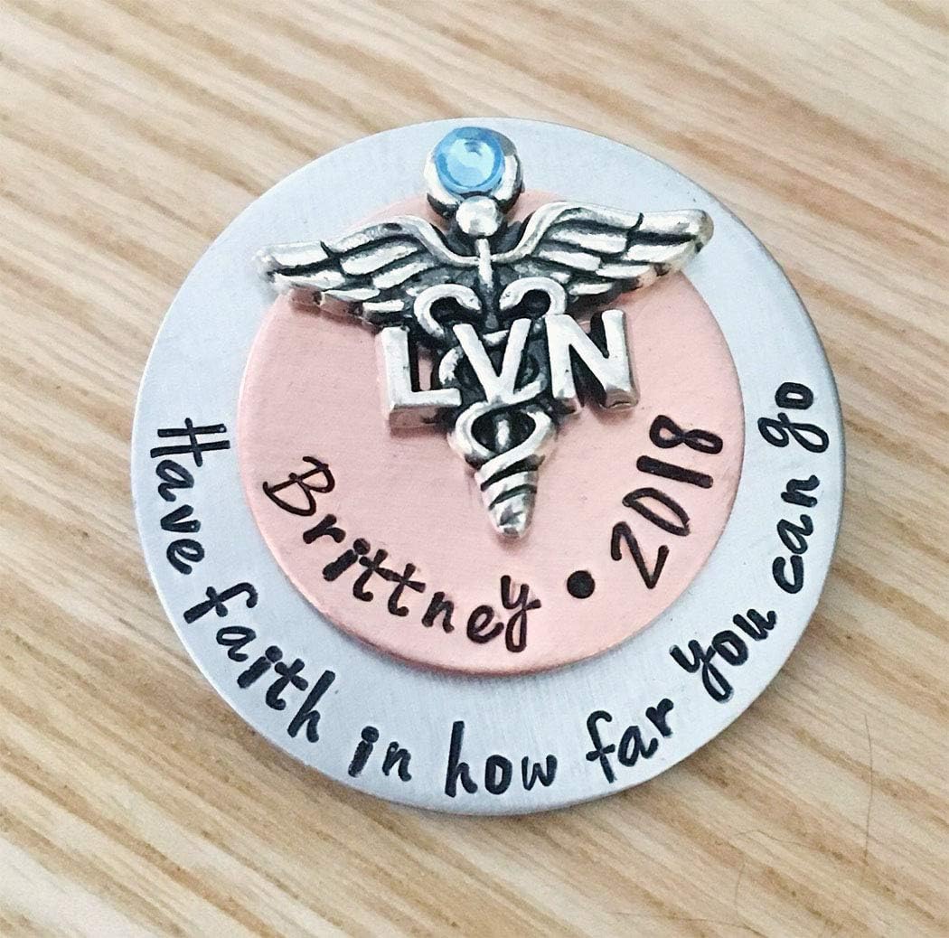 LVN Generic Unisex Nurse Pin, 1.25" Circle, Customizable, Pin Back Closure
