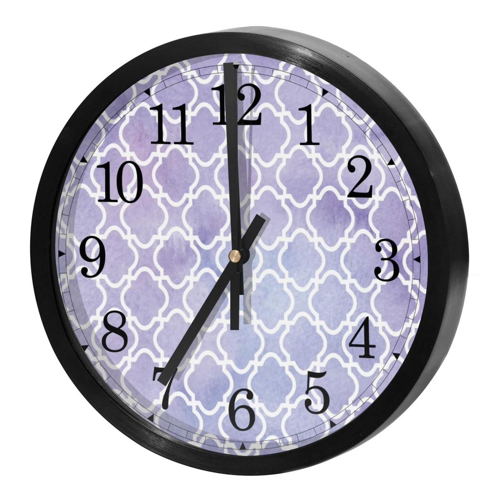 Horloge murale silencieuse violette géométrique à quartz pour la cuisine et le salon