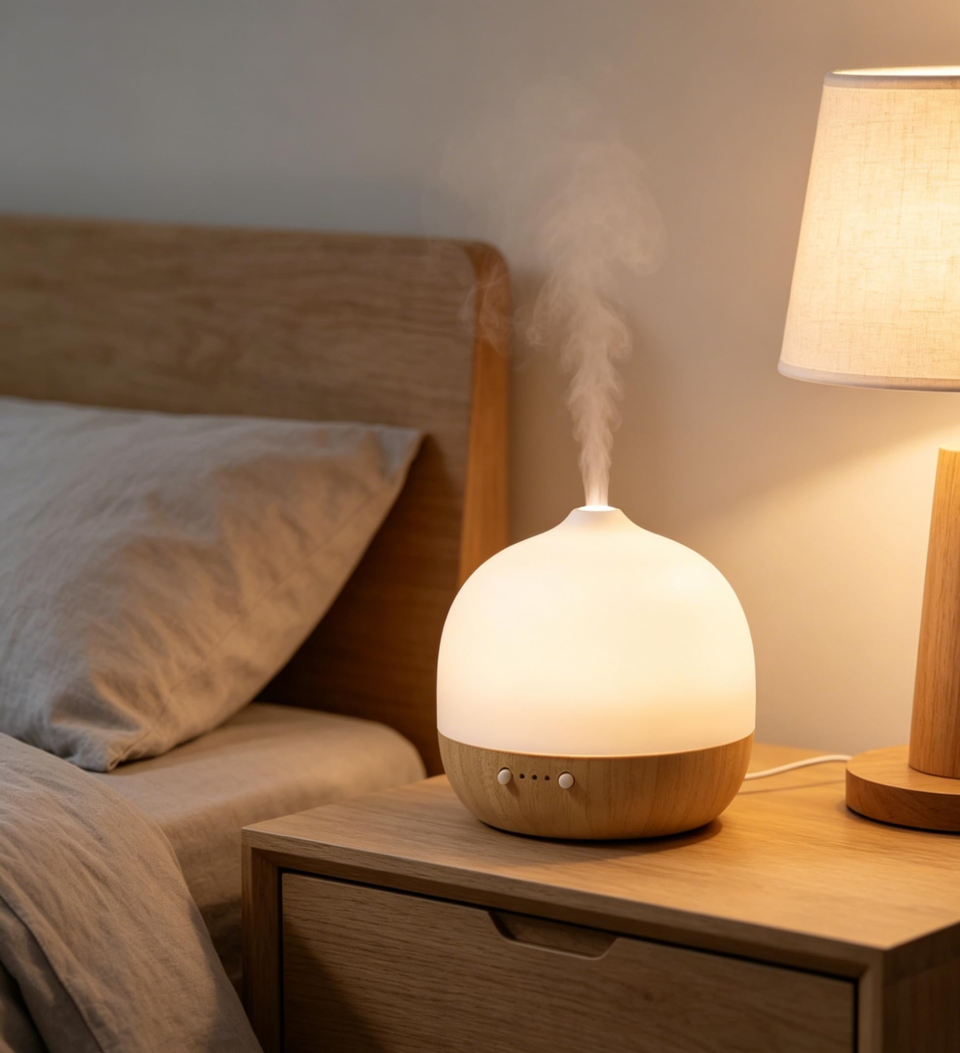 Diffusore di aromi, diffusore di oli essenziali a ultrasuoni da 2,4 MHz, in ceramica, con umidificatore e luce notturna, spegnimento automatico, senza BPA, silenzioso, ideale per camera da letto
