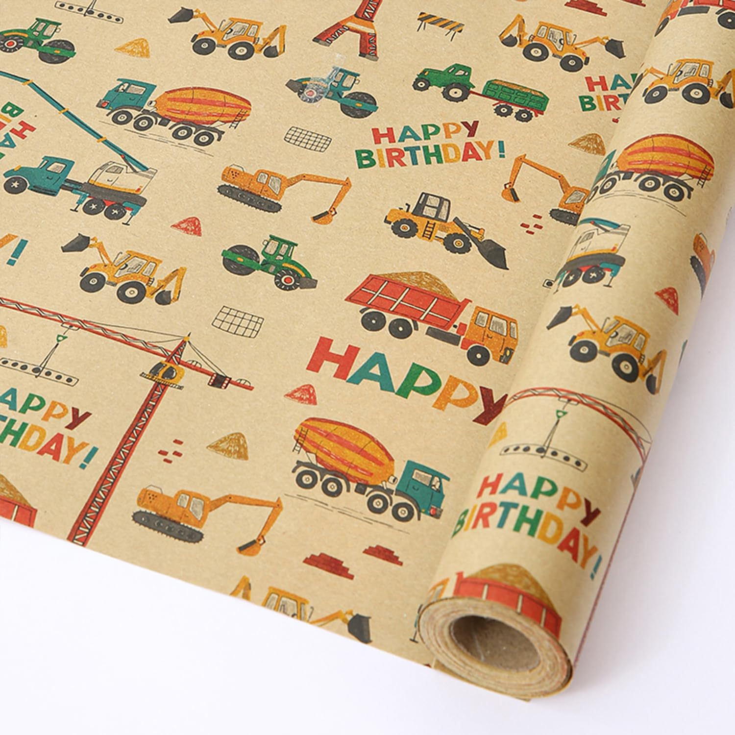 Kids Birthday Kraft Wrapping Paper Roll, 43cm x 10M