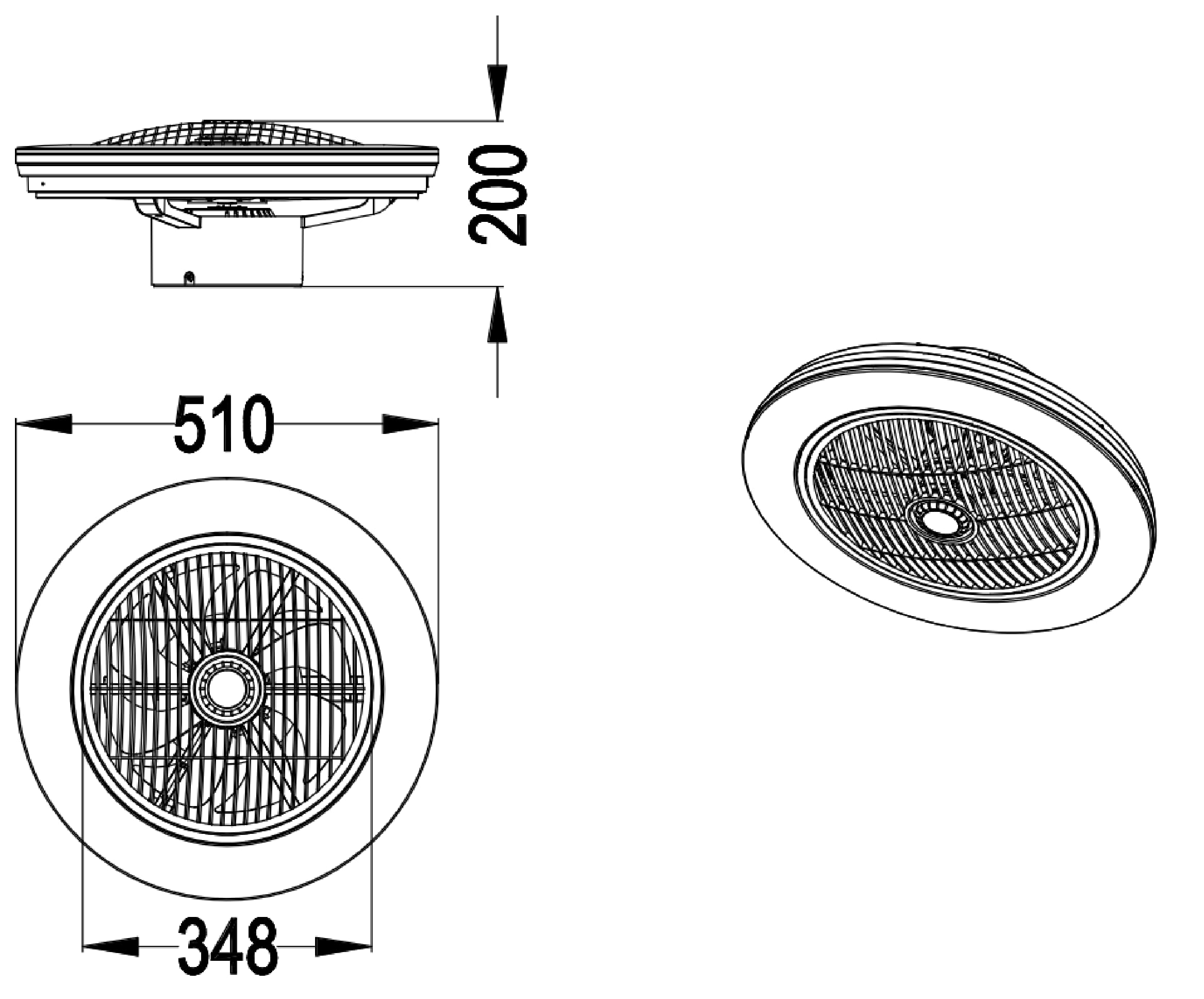 HSL Deckenleuchte mit Ventilator Ø 51cm, 360° Windrichtung einstellbar, dimmbar, 3100Lm sehr hell, mit Fernbedienung, 24 Geschwindigkeiten, 3000-5500K Lichtfarbe einstellbar, mit Zustandsspeicherung!