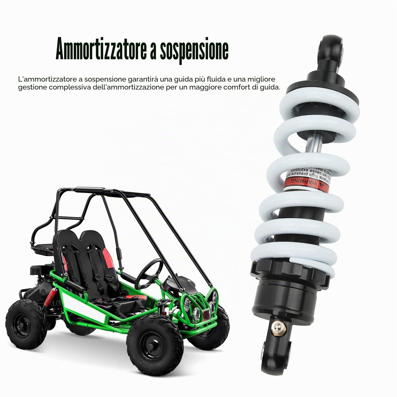 Ammortizzatore per Moto da 250mm, 750lbs 10mm Foro, Sostituzione Ammortizzatore di Sospensione a Molla Regolabile Universale per ATV Go Kart Scooter Dirt Pit Bike