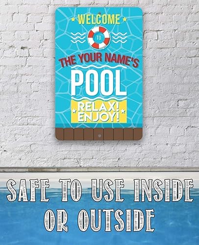 Miniatura 2 de Letrero de piscina – Letreros de metal para piscina exterior divertida decoración de piscina – Arte de pared para decoración de piscina al aire