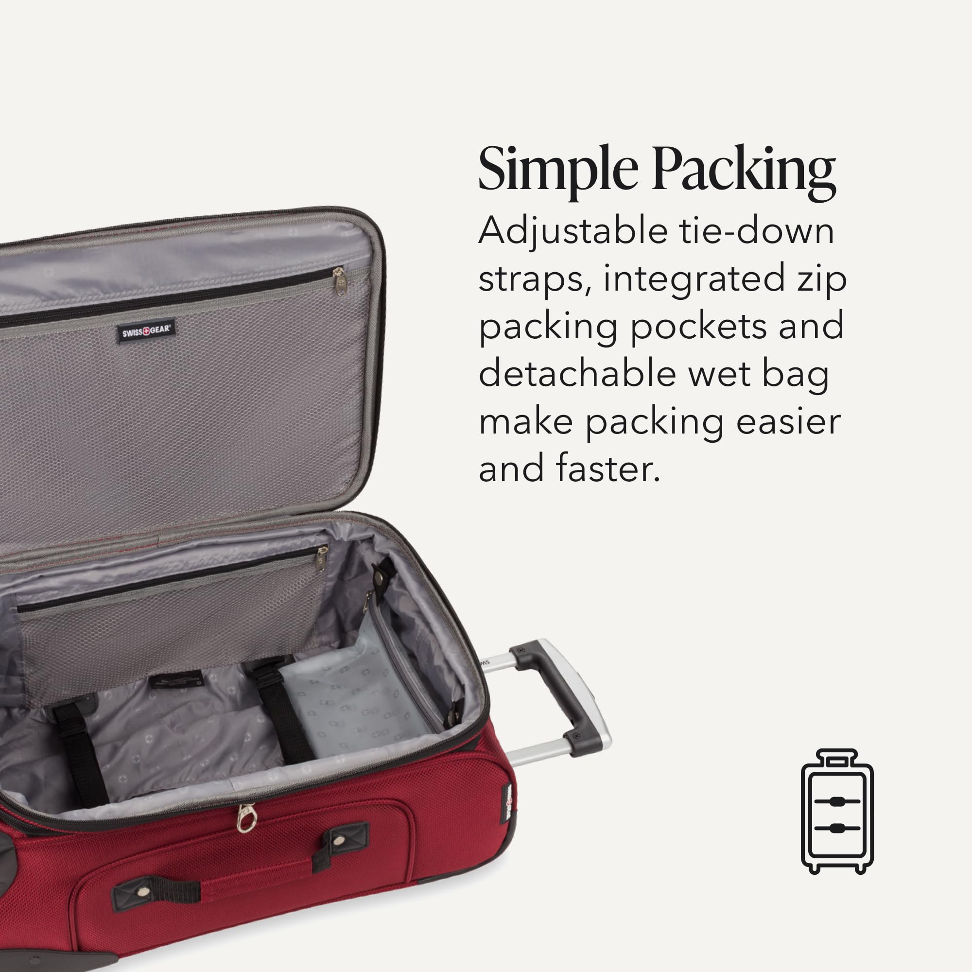 SWISSGEAR Sion Carry-On Spinner Luggage, Softside Expandable, Lightweight Suitcase, Burgundy, 22.75-Inch view 3