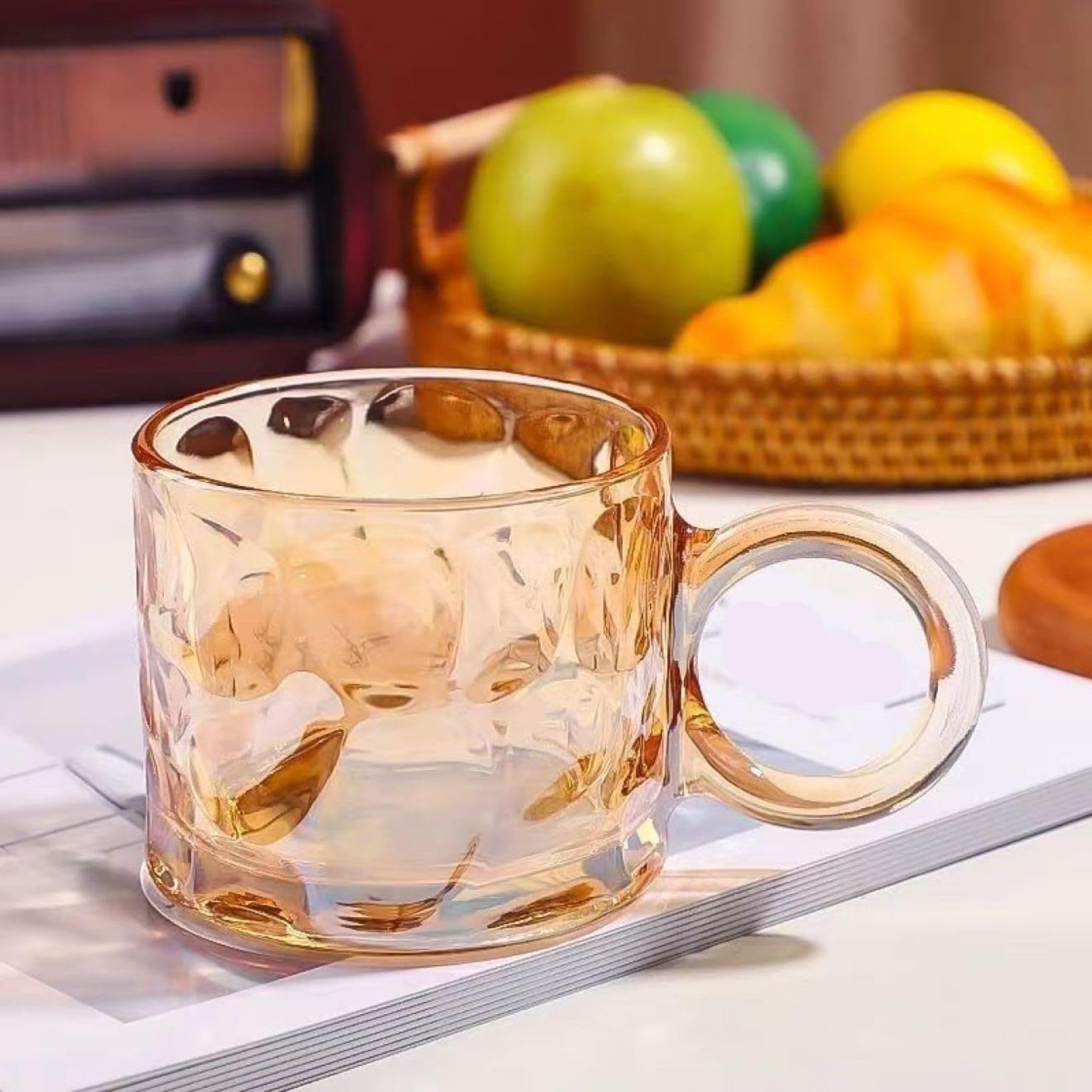Amazon.co.jp: 耐熱ガラスコップ 取っ手付き 飲み物 お茶 ミルク 