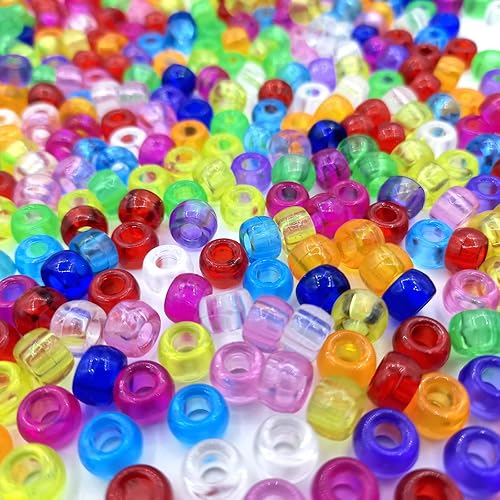 Amaney - 1000 cuentas de poni de 0236 x 0354in colores mixtos cuentas transparentes de plástico