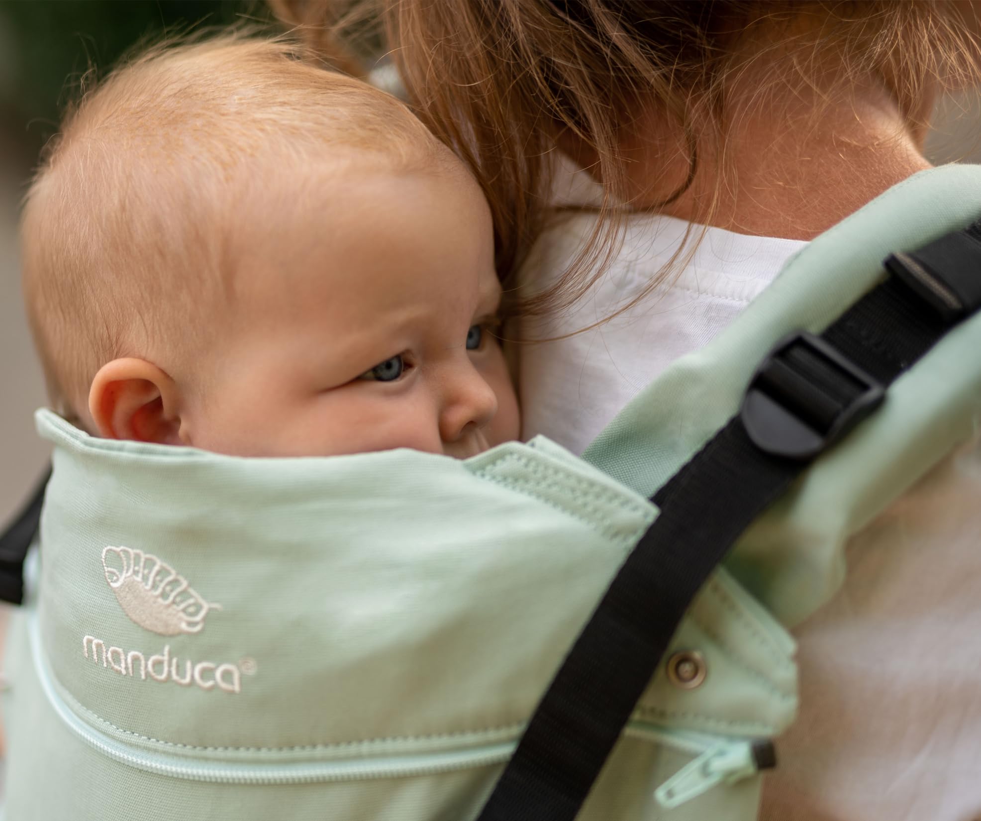 manduca FIRST Portabebes > Mint < Mochila Portabebe Ergonomica, Algodón Orgánico, Extensión de Espalda Patentada, para Recién Nacidos y Bebés de 3,5 a 20 kg (green) — view 7