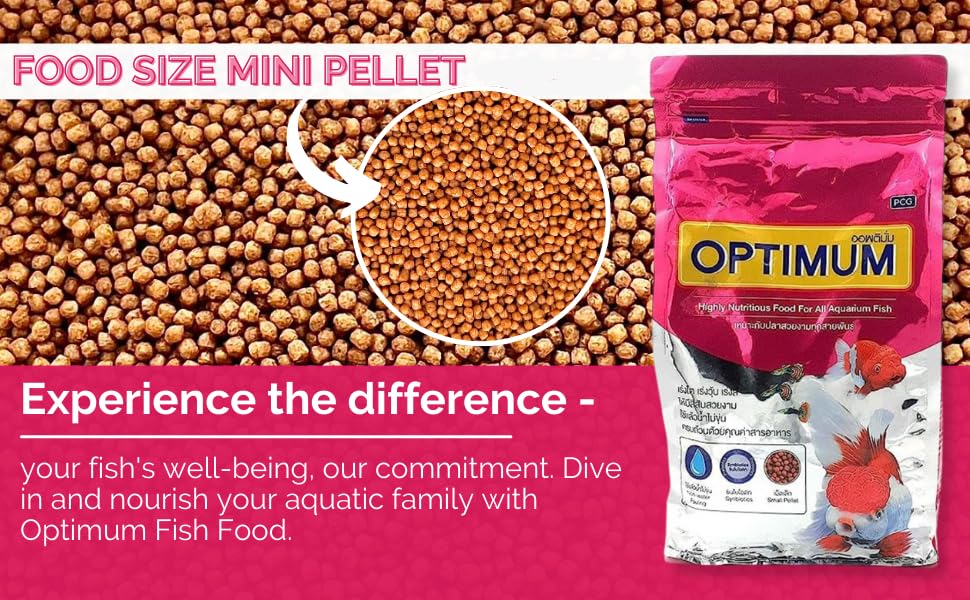 New Optimum 2026 Fish Food -1Kg (MiniPellet) | Highly Nutritious Fish Food Added with Meal, Corn Protein FishMeal & FishOil for All Aquarium Fish | Highly Digestible by TED TABBIES. 1