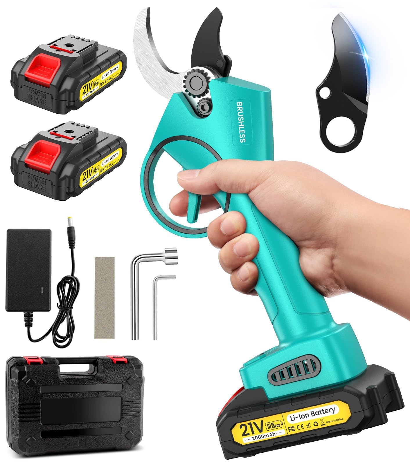 Akku Astschere 33 mm, Elektrische Gartenschere mit Bürstenloser Motor