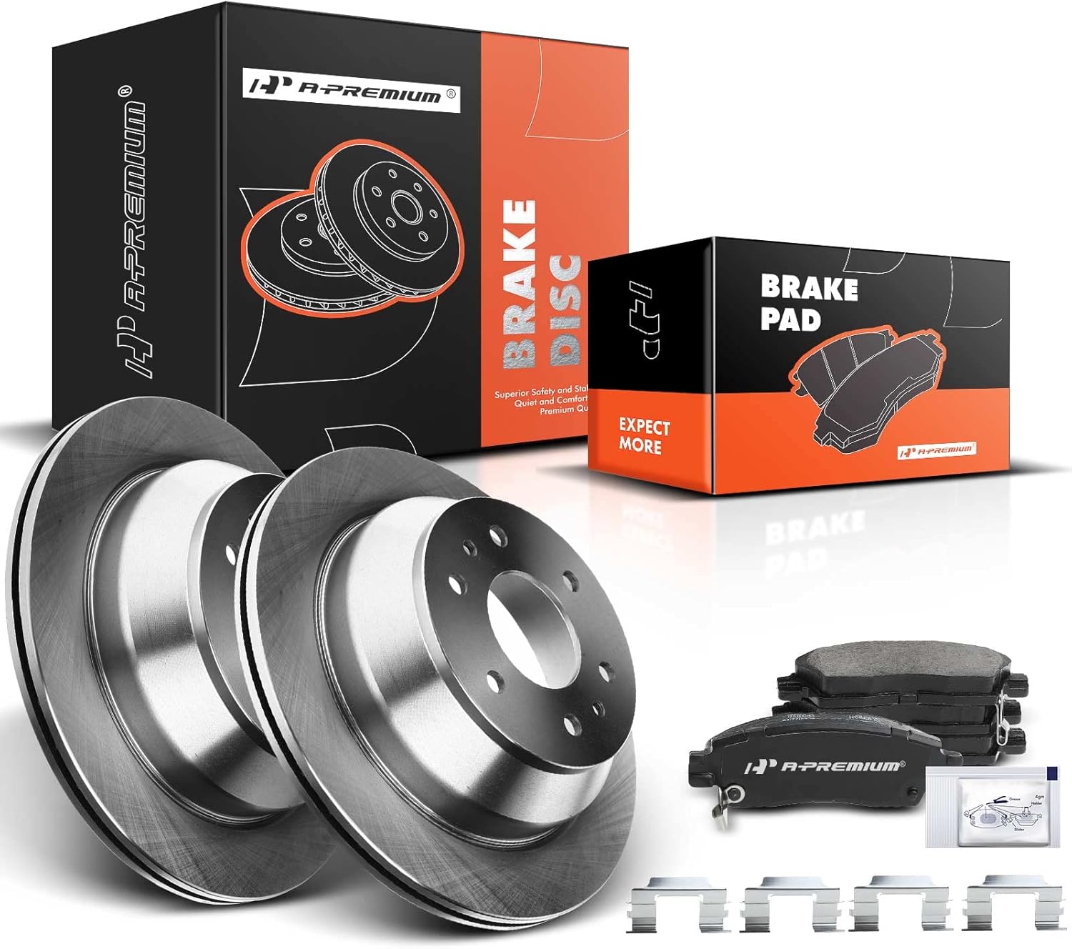 A-Premium 12.80 inch (325mm) Rear Vented Disc Brake Rotors + Ceramic Pads kit Compatible with Select Chevy, Buick, GMC, Isuzu, Oldsmobile and Saab Models - Envoy, 9-7x, Rainier, Trailblazer, Rainier