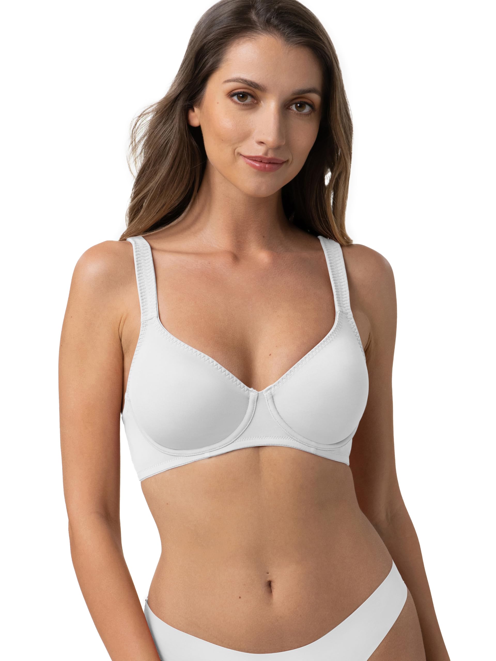 Dorina Sujetador Lindsay para Mujer – con Aros, Sin Relleno, Copas Moldeadas, Cobertura Completa, Microfibra Suave, Tirantes Ajustables para Sujeción y Comodidad, Blanco