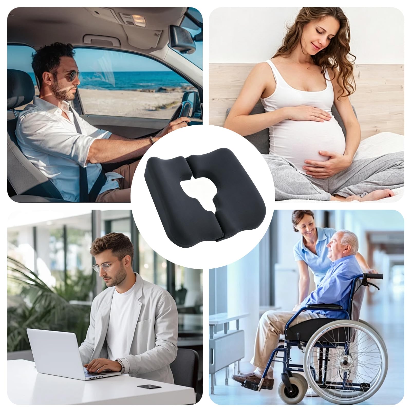 Cuscino ortopedico antidecubito a forma di ferro di cavallo, in memory foam per alleviare la pressione e il coccige, per sedia a rotelle, ufficio, auto, divano e letto, con rivestimento lavabile
