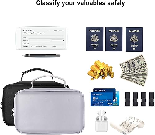 Miniatura 12 de ENGPOW Pequeña funda organizadora de almacenamiento ignífuga con cerradura (9 x 5.3 x 3.7 pulgadas), organizador de monedas suave y seguro