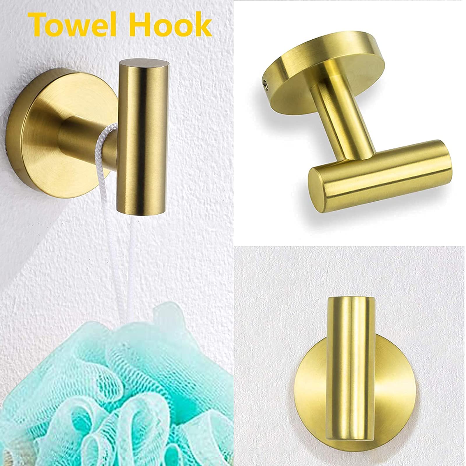 WEIKO Badezimmer-Set In Gebürstetem Gold – 4-teilig Mit Handtuchring, Halter & Haken