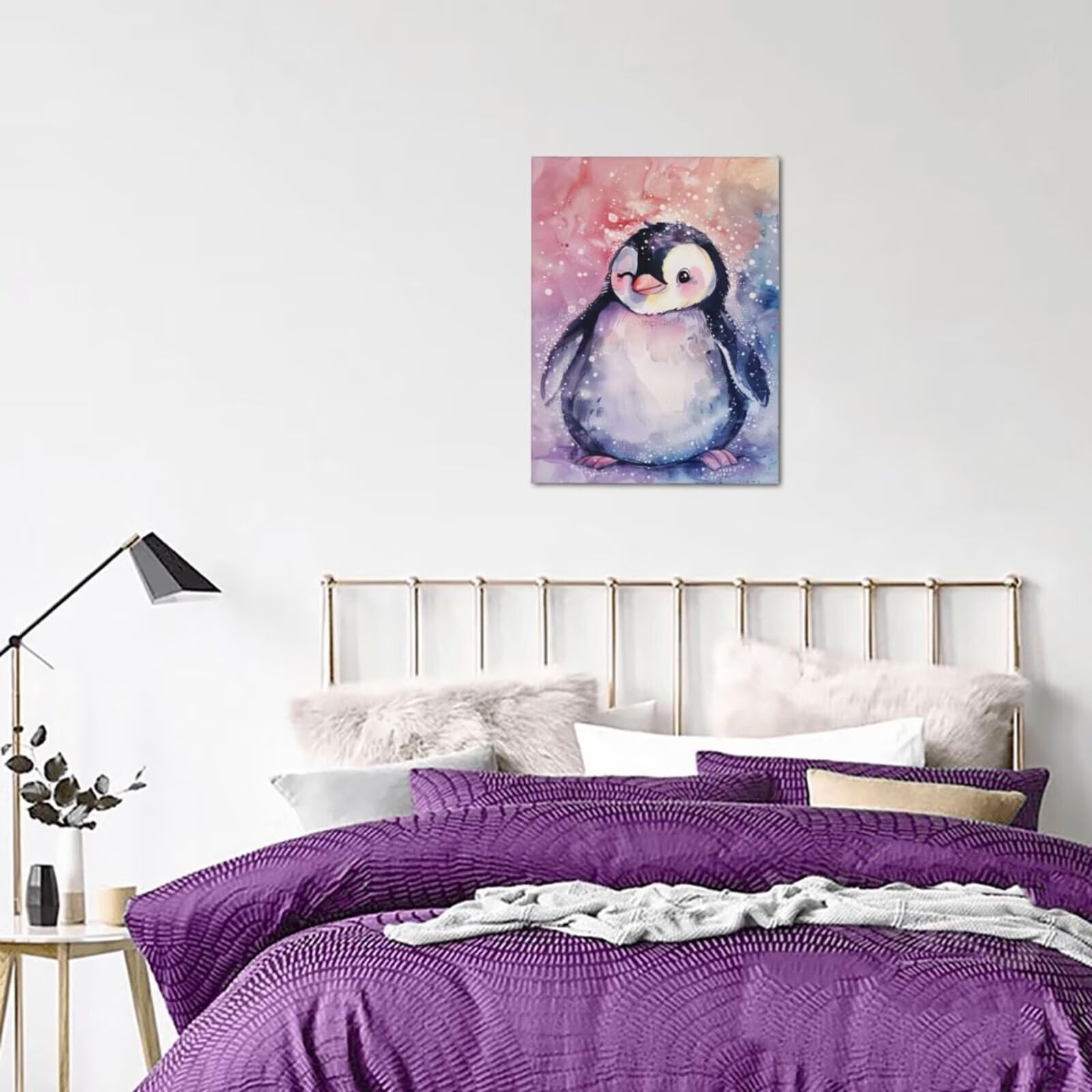 Mk100 Niedliches Malen-nach-Zahlen-Set für Erwachsene, Malen nach Zahlen, Pinguin, Acryl, Farbe nach Zahlen für Erwachsene/Anfänger, Ölgemälde, Basteln für Heimdekoration, 60 x 90 cm, ohne Rahmen)