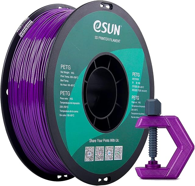 eSUN PETG Filament 1.75mm, 3D Printer Filament PETG, Dimensional Accuracy +/- 0.05mm, 1KG Spool (2.2 LBS) 3D Printing Filament for 3D Printers, Solid Purple
