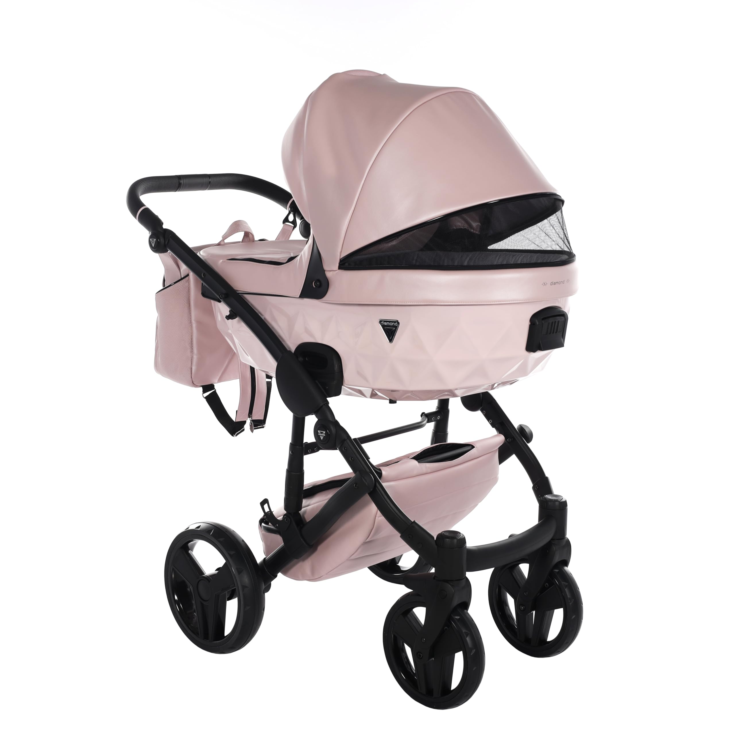 Junama Passeggino TRIO Diamond S Class 02 Rosa e Nero - 2in1 3in1 4in1 + ombrellino (4 in 1 con Base ISOFIX)