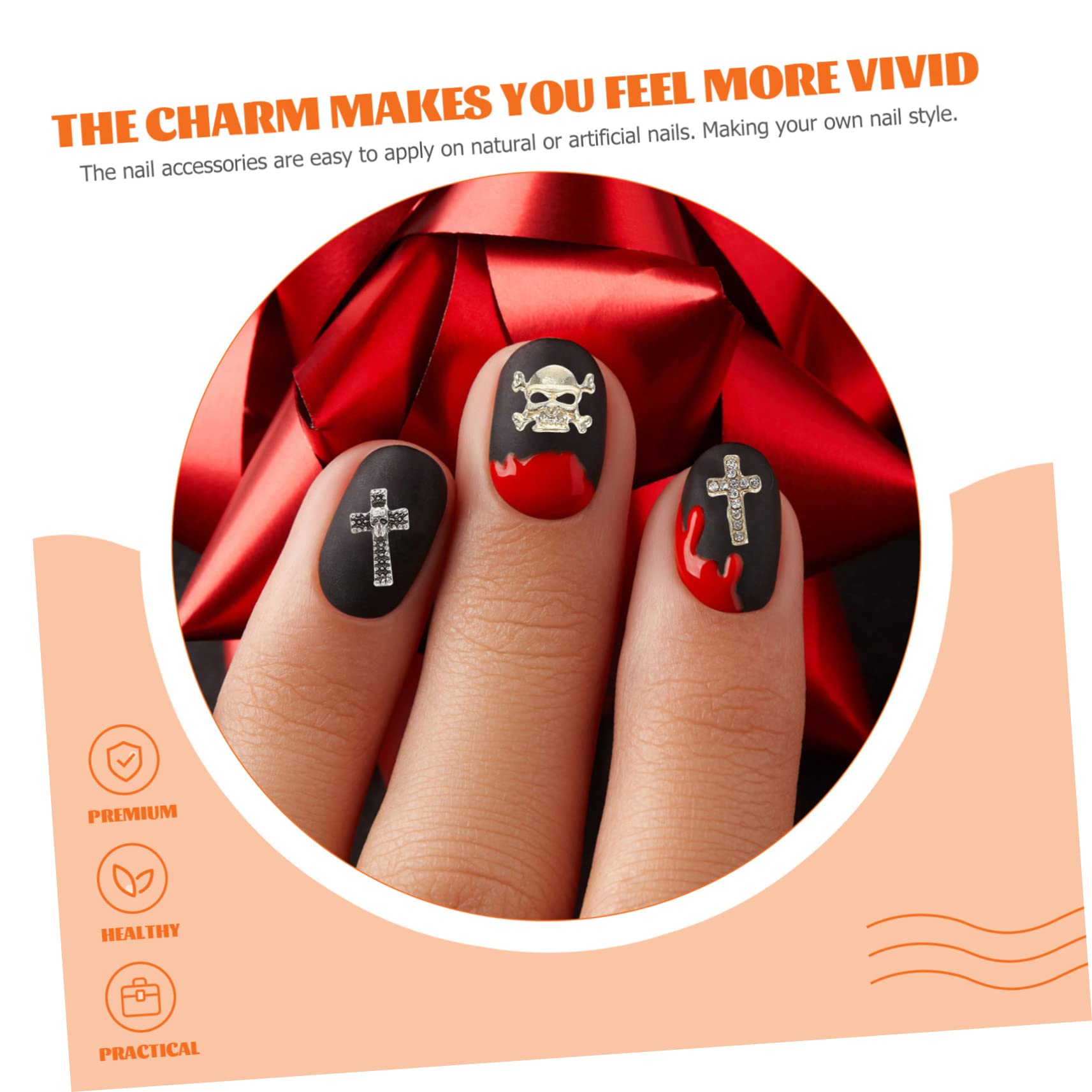 Healvian 120pezzi Ciondoli Halloween Per Unghie Decorazioni Per Nail Art Con Design Di Teschi e Croci Per Feste e Uso Domestico