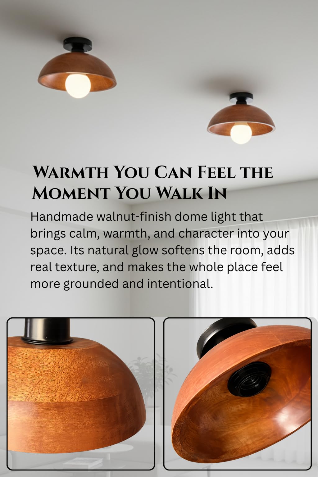 Vintage Walnut Ceiling Lights - Set of 2 -3