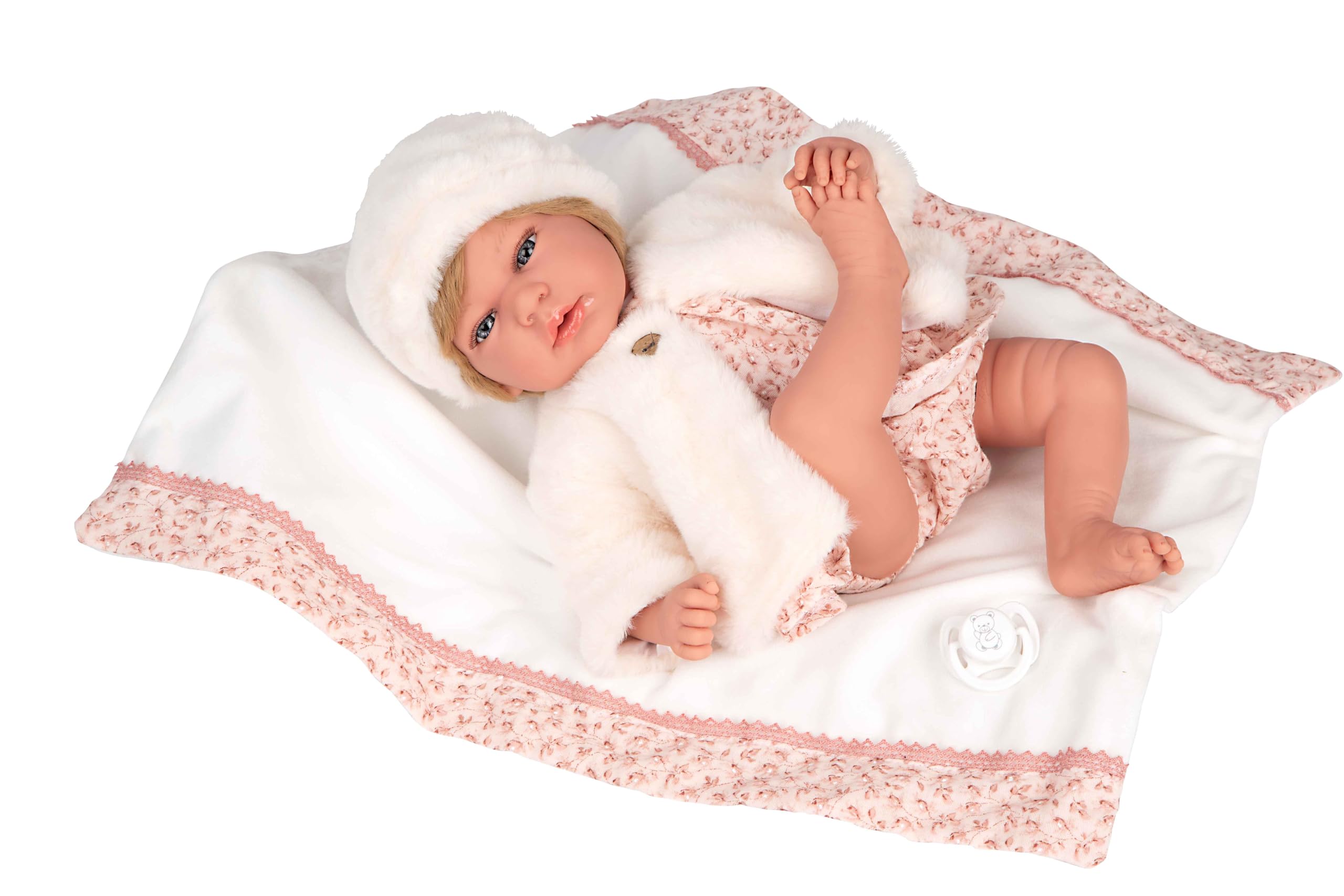 Arias -Bambola Elegance 40 Cm Andie Abito Con Abito Giacca Di Lana. Il Suo Peso è Così Reale Che Sembra Un Bambino Vero. Include Ciuccio E Cuscino. Giocattolo Bambini Tutte Le Età (ARI60902)-image