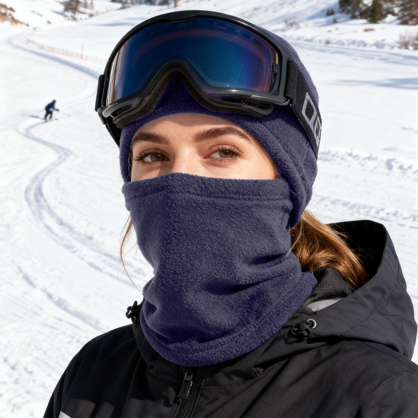 4 pasamontañas de forro polar cálido de invierno, máscara de esquí suave para hombres y mujeres, clima frío, negro, azul marino, café, gris