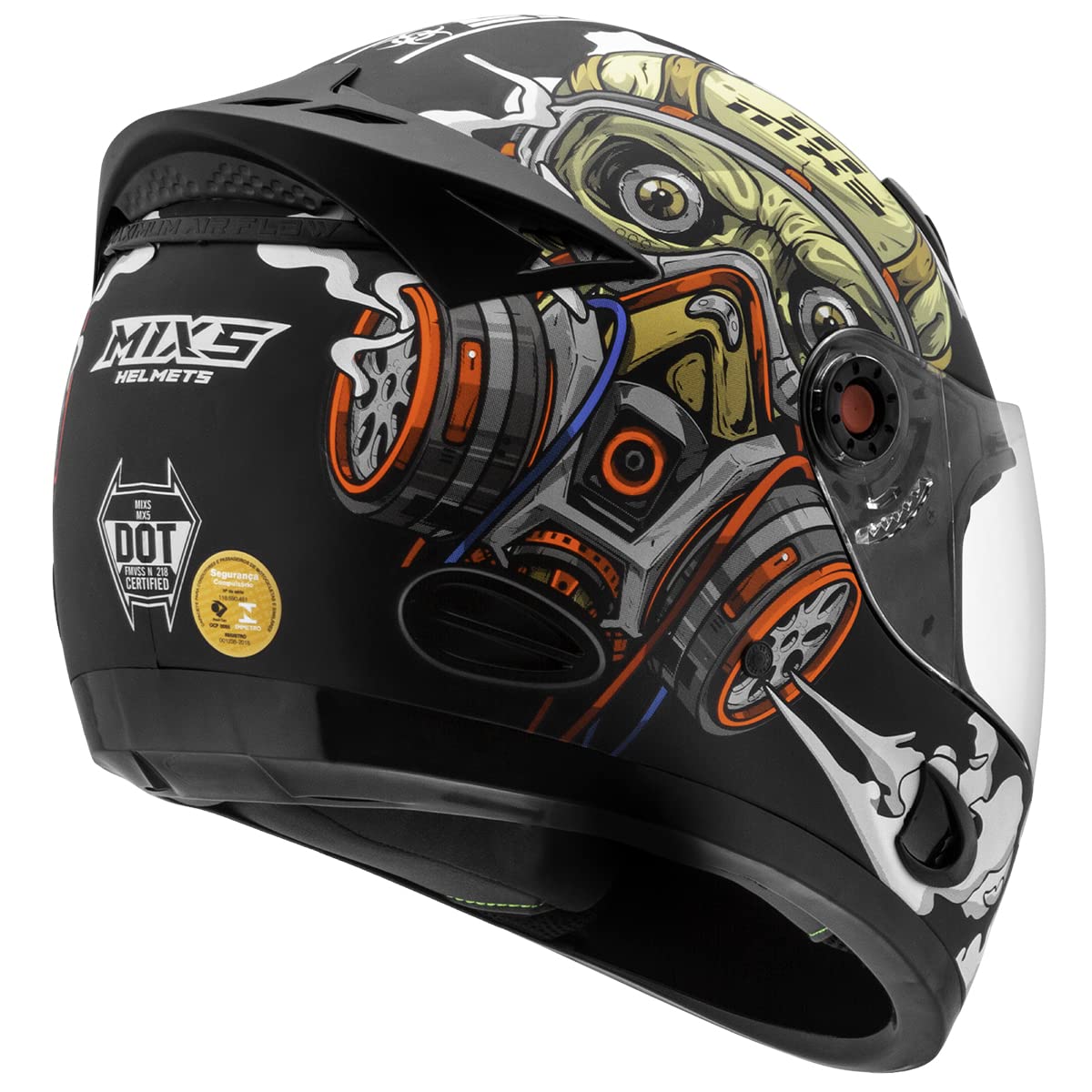 Capacete Fechado Mixs Helmets MX5 VÍrus Fosco Tam. 56 Bege 56