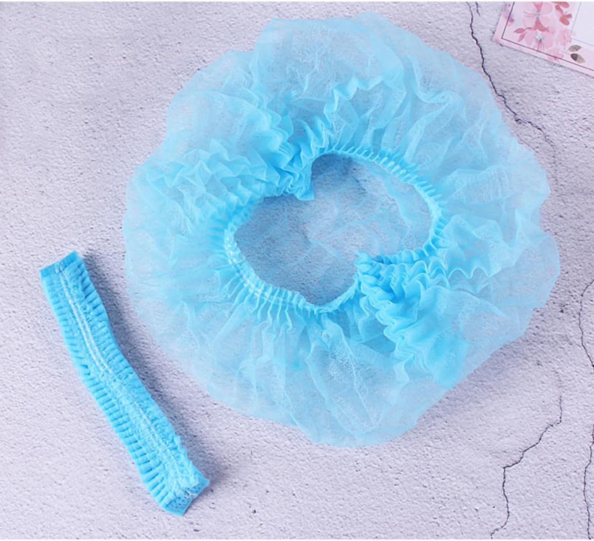 200pcs Disposable Nonwovens Hair Styling Cap, Blue Color, 2 Packs | Lightweight Elastic Band Mouth, Breathable Comfortable Fit, for Home Use and Salon