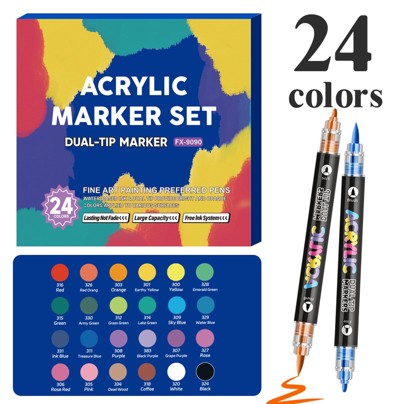 Tip Aquarell-Marker, zweifarbig, Zeichenstift, Künstlermarker für Kinder, Kunstwerke und Handwerk, Dekorationen, Schulprojekte und kreative Designs