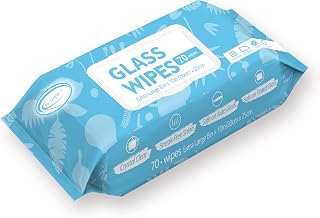 Air Jungles Glass and Window Cleaner Wipes 70 Count (Pack of 1), Extra Large 8" x 10" Size Multi-Surface Streak Free Glass Cleaning Wipes for Car Windshield Headlight Mirror Tile Household Appliance