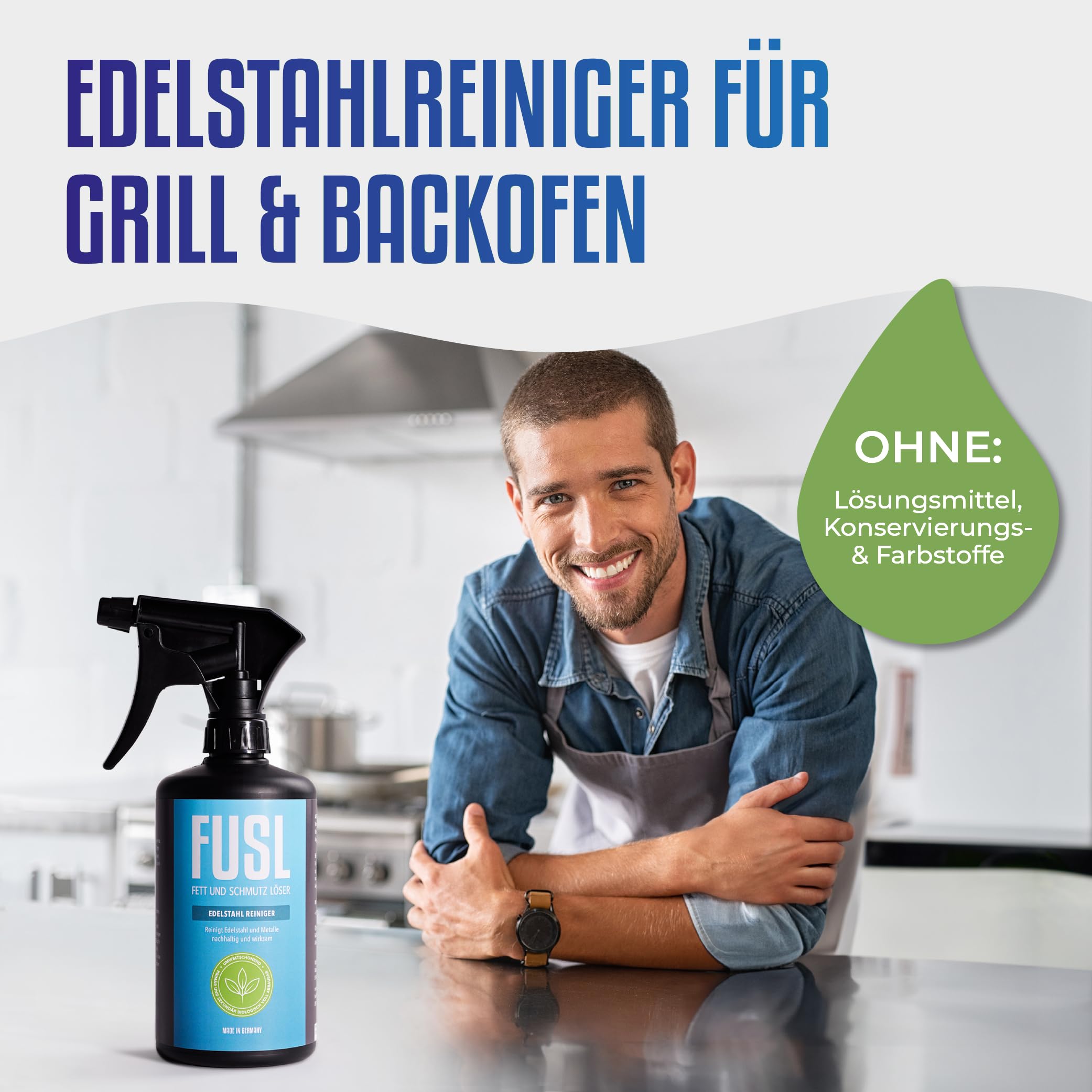 Edelstahlreiniger Set Pflege x2 + Reinigung + Reinigungstuch | Effektiv gegen Fett & Schmutz | Streifenfreier Glanz | Für Edelstahl, Aluminium, Chrom in Haushalt, Küche, Handwerk & Gastro
