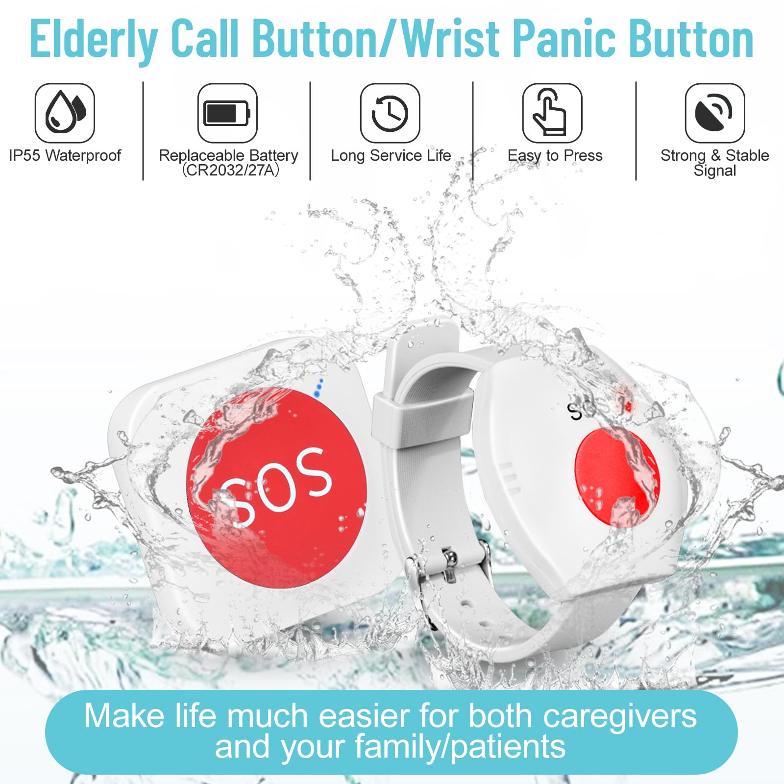 Botón Emergencia Ancianos Plug Version Avisador para Idosos con 60 Sonneries Polyphoniques e 4 Níveis de Volume Alarma Doméstica Inalámbrica para Idosos/Doentes/Incapacitados/Crianças