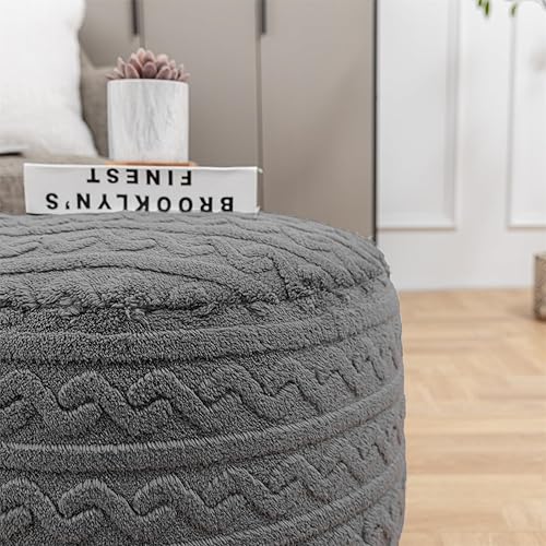 Miniatura 7 de Round Modern Foam Filled Stuffed Pouf Ottoman 20x20x12 Inches Plush Fiber Ottoman Foot Rest Under Desk Foot Stool Great for Living Room Bedroom Puf