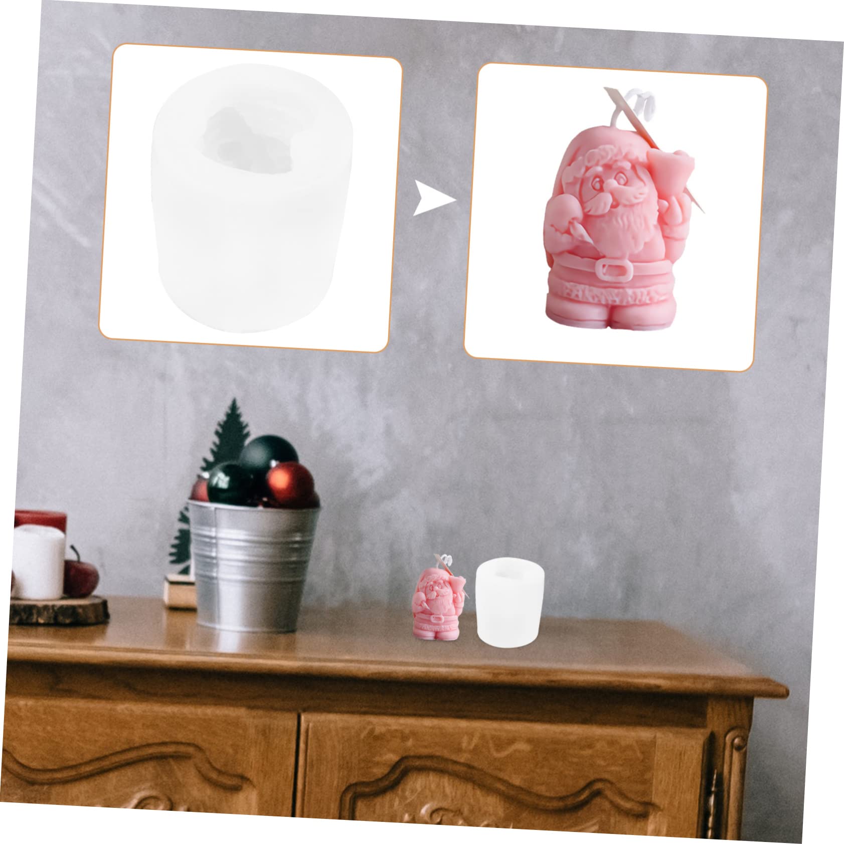 SEWACC 8piezas Molde De Silicona Para Velas Aromáticas De Navidad Diseño De Papá Noel Para Manualidades y Decoración Festiva