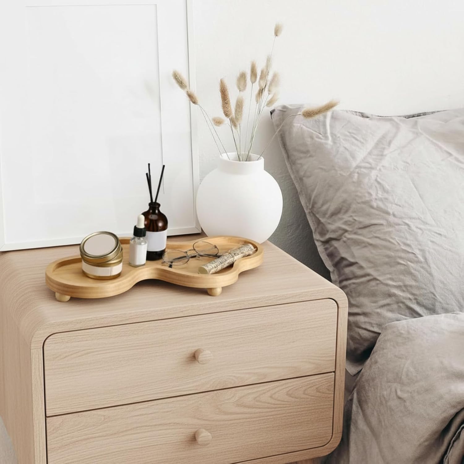 Uiifan Wood Cloud Perfume Tray Irregular Jewelry Decorative Tray for Women Trinket Dish Ring Holder Dish Room Aesthetic Decor Birthday Housewarming Gift(Wood Color)