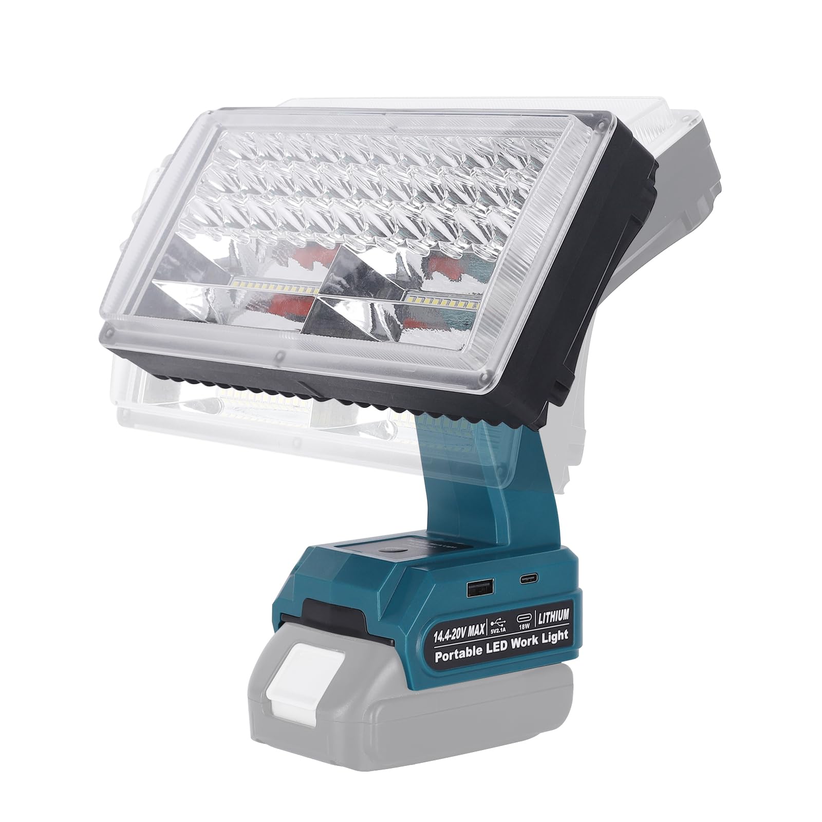 POFGVTWNY 4200LM LED Work Light for Makita 18V LXT Lithium Battery,40W Floodlight with USB-A/C Port,3 Modes Cordless Flashlight Jobsite Outdoor Light