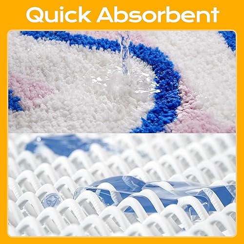 Miniatura 3 de COMBLUE Funky Rugs - Alfombra de felpa suave y absorbente de 36 x 36 pulgadas, alfombra decorativa de felpa fresca para baño, alfombra de baño suave