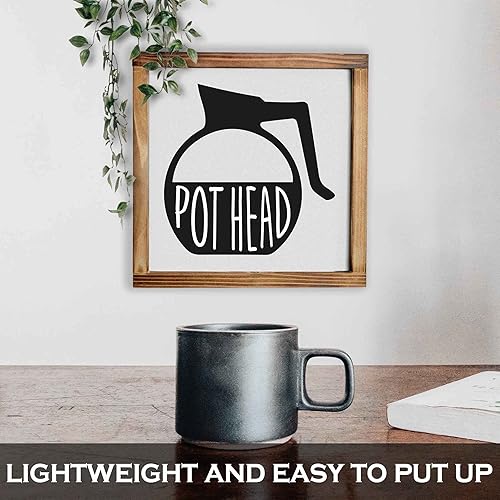 Miniatura 5 de Letrero de café con la frase en inglés Pot Head (Amante del café) de 12 x 12 pulgadas, para decoración de pared, cocina, estación de café