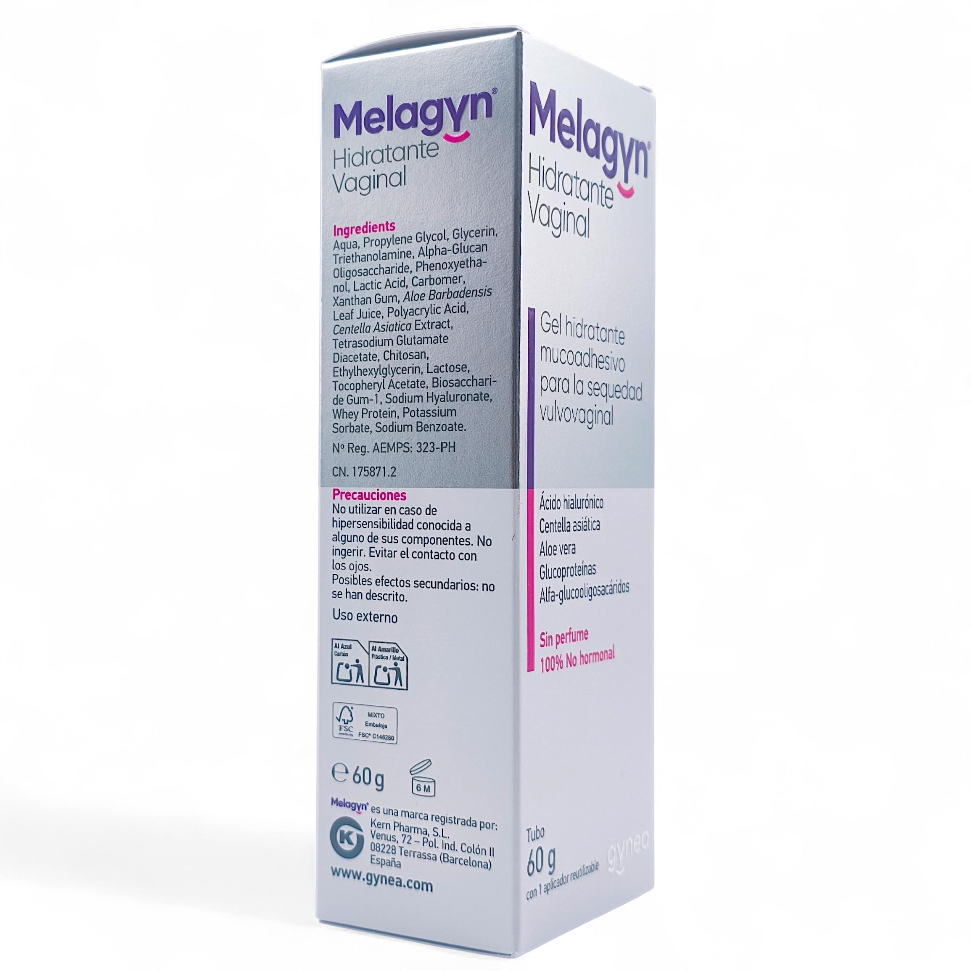 Gynea Melagyn Hidratante Vaginal 60gr - Con Aloe Vera, Ácido Láctico y Ácido Hialuronico - Mucoadhesivo - Gel No Hormonal - Para Sequedad Vaginal