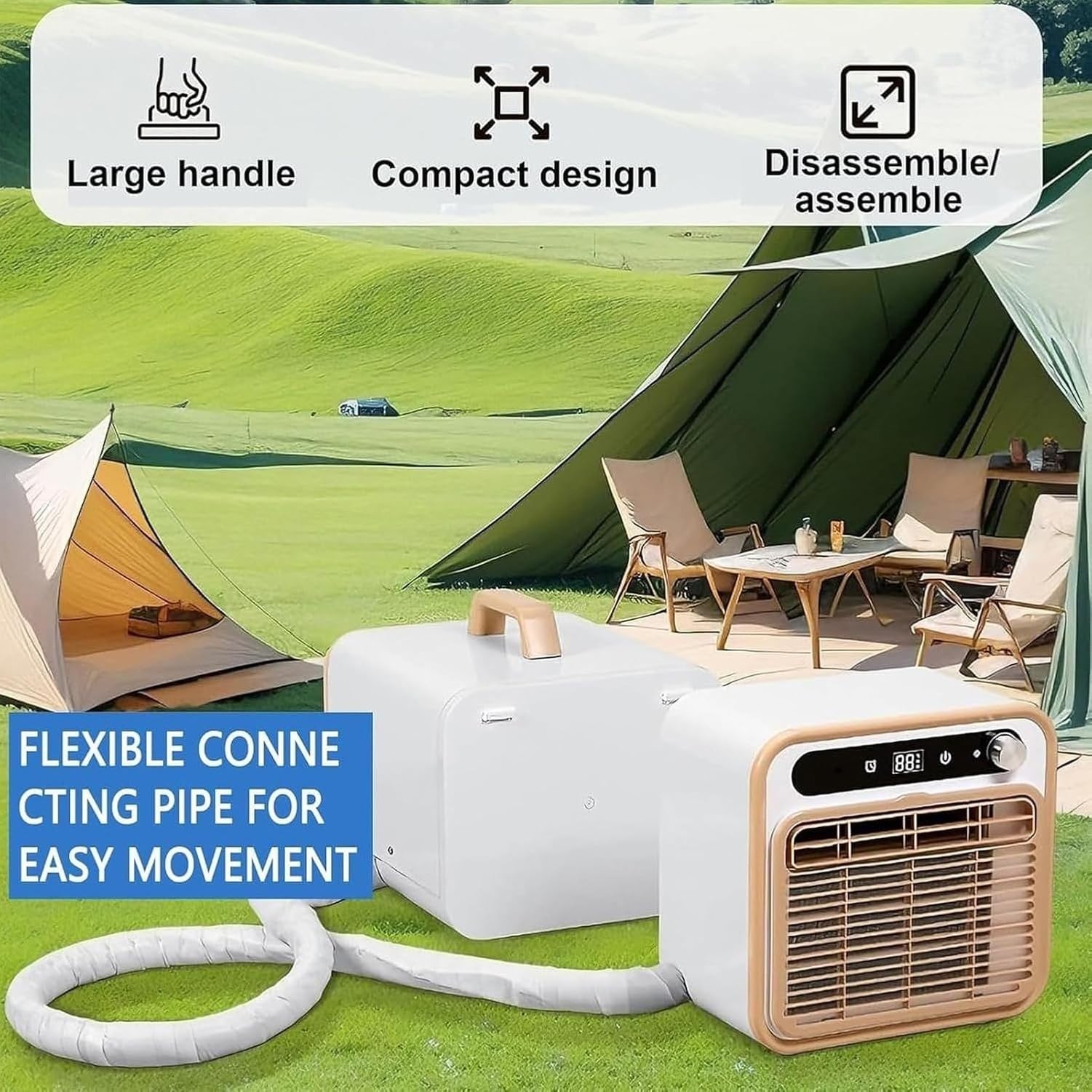 Aire Acondicionado Portátil 5000 BTU Silencioso Split con Wi-Fi y Mando, Instalación Fácil de Pared o Suelo para Habitaciones, Incluye Adaptador UK Tipo G y Enc, 1.5m Tube, 1.5m Tube