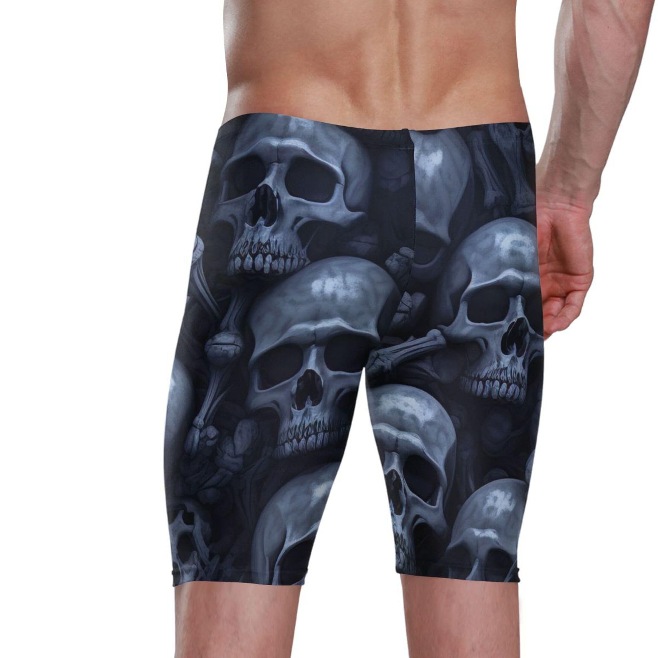 Sugar Skull Skeleton Gothic Mens Swim Jammers Swimsuit XL B0400494