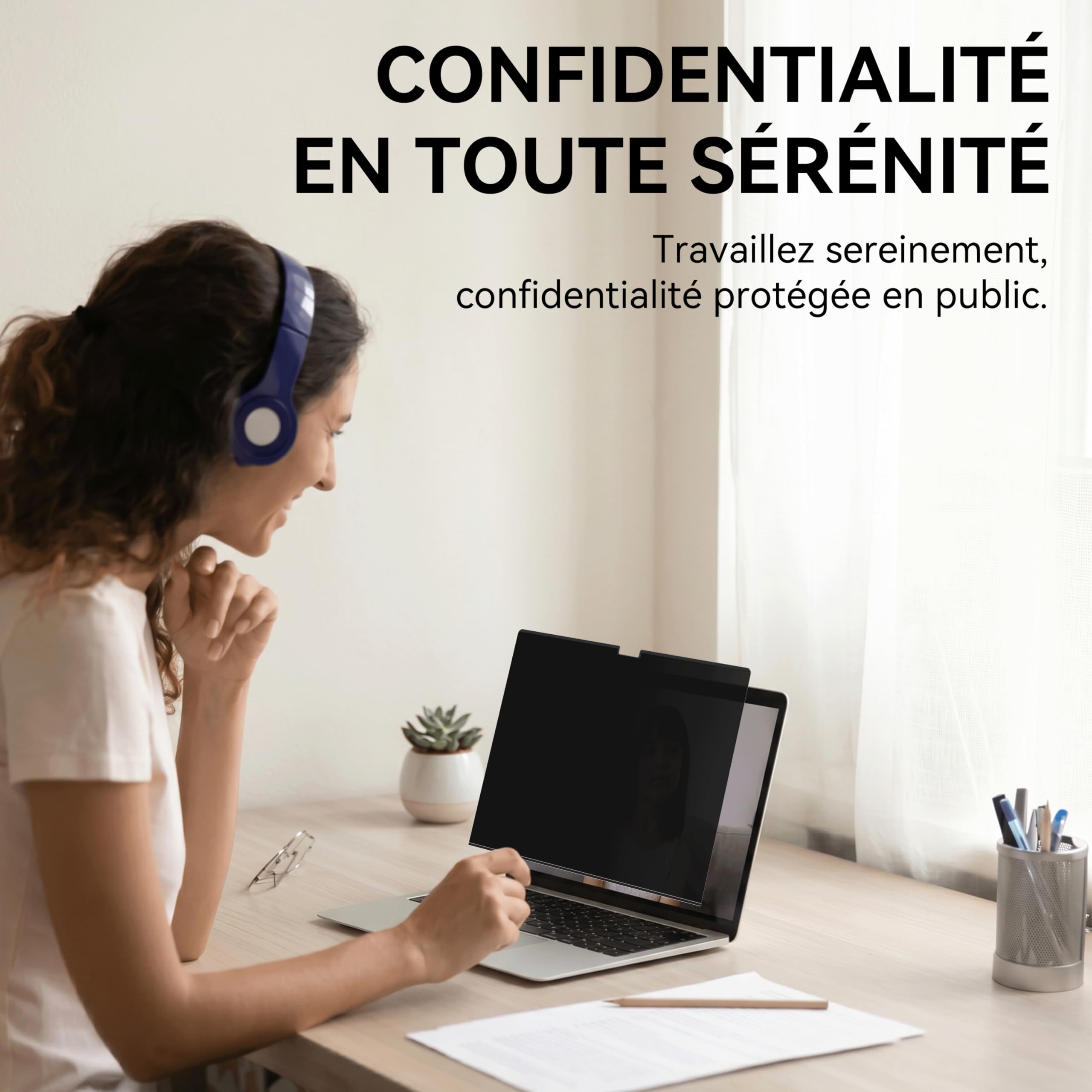 Magnétique Filtre Confidentialité Protection Écran pour Macbook Air 13,6/13 Pouces (2022-2026, M2, M3, M4, M5), Amovible Anti Espion Lumière Bleue Protege Ecran Film