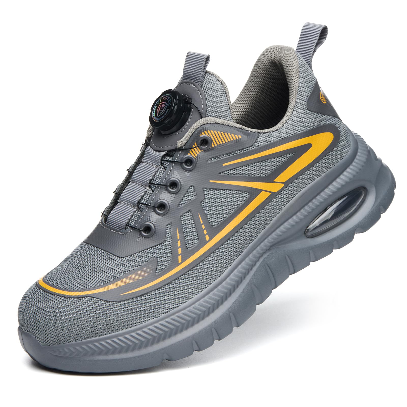 YEKOYIOO Arbeitsschuhe Herren Damen Sicherheitsschuhe Anti-Smashing Stahlkappenschuhe Drehknopf Leicht Sportlich Bequem Atmungsaktiv Mode 38-46 EU