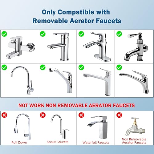 Vista 26 de Hibbent Aireador de grifo certificado NSF/ANSI/CAN 61, aireador de grifo de fregadero de cocina, 2 certificados CUPC de flujo de agua extensor