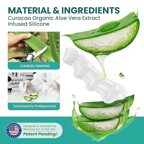 Miniatura 5 de Welnove Separadores de dedos para corregir los dedos de los pies, paquete de 8 espaciadores de dedos de silicona para pies, hombres y mujeres,