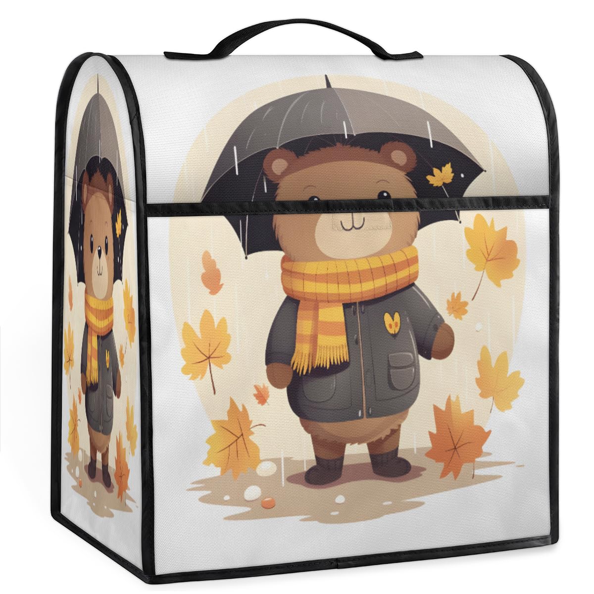 Coffee Maker Cover Cute Bear Kitchen Appliance Covers Small Appliance Covers Blender Cover Juicer Cover Dust Covers for Kitchen Appliances with Top Handle and Pockets,Washable,C348