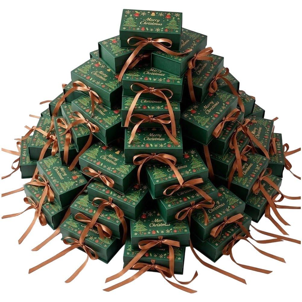 100 Scatole per Caramelle Natalizie, Scatole Regalo per Biscotti a Forma di Albero di Natale, Scatole Decorative per Bomboniere E Decorazioni Natalizie.