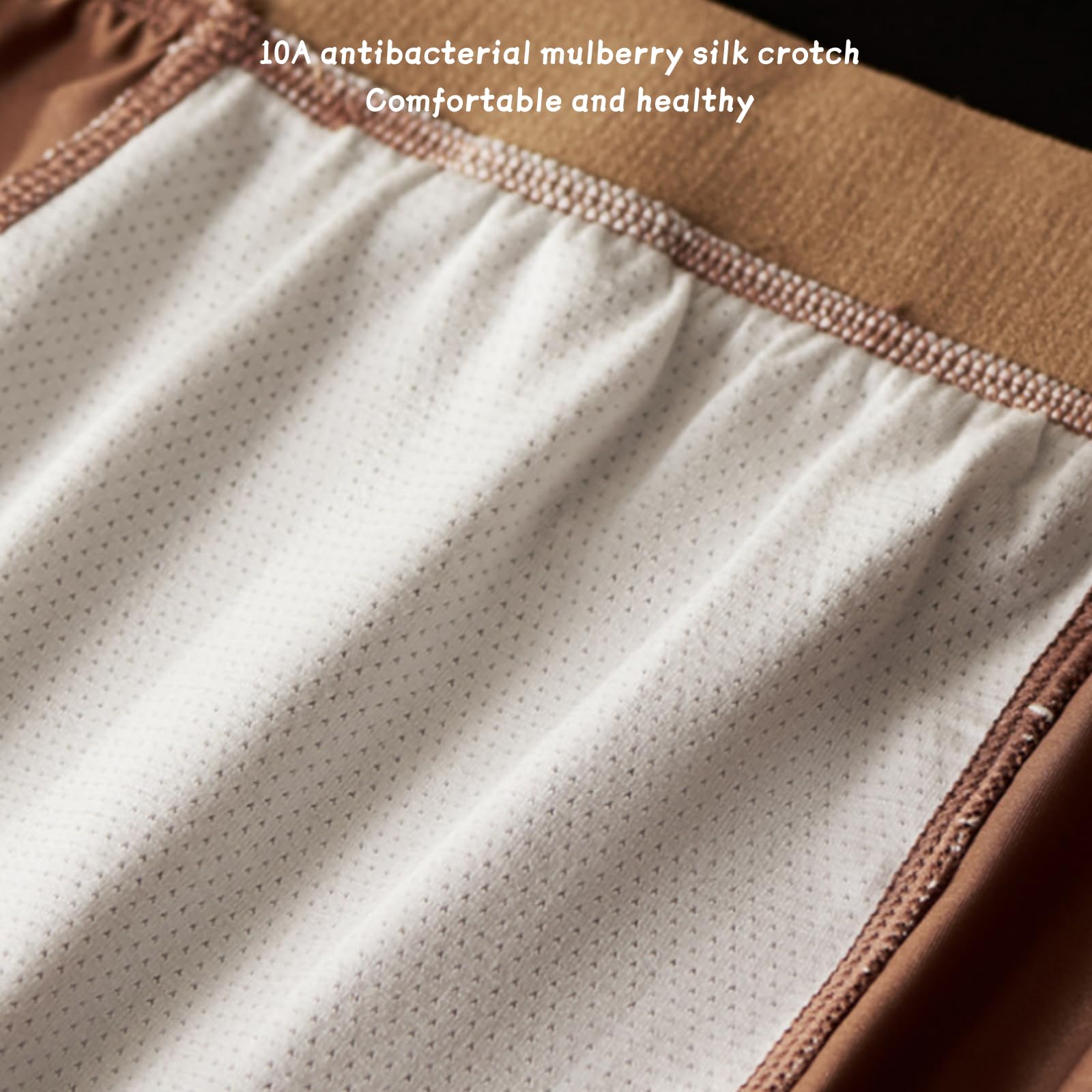 Generisch Calzoncillos bóxer de seda satinada, corte medio, transpirable, sin costuras, seda de hielo, ropa interior lisa para hombre